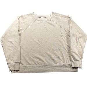 MATE Sweatshirt Womens XL Beige Organic Cotton Terry Raglan Crew Pullover Cozy